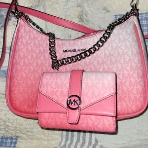 Michael Kors Pink Shoulder Bag and Wallet Set